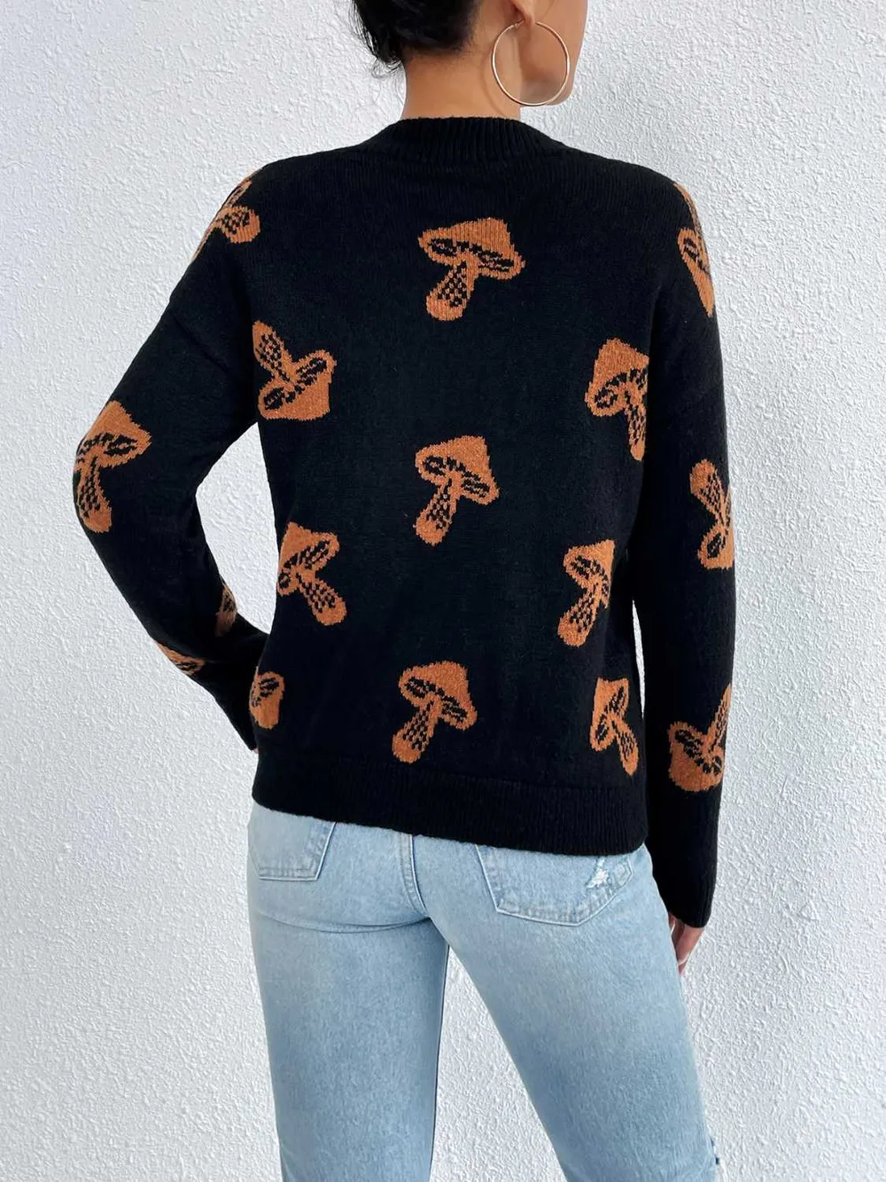 Patterned Drop Shoulder Sweater, image 9