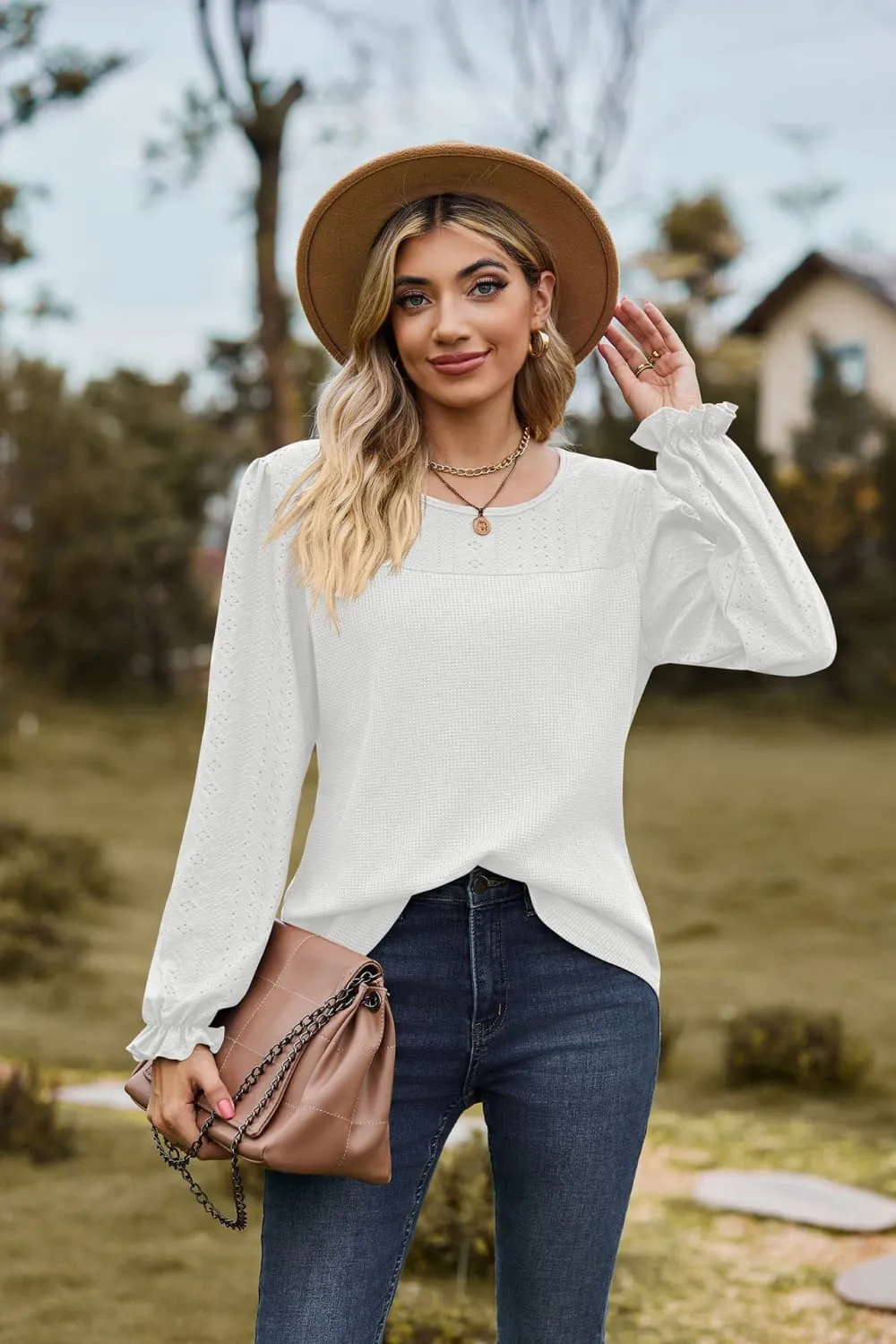 Round Neck Puff Sleeve Blouse, image 16
