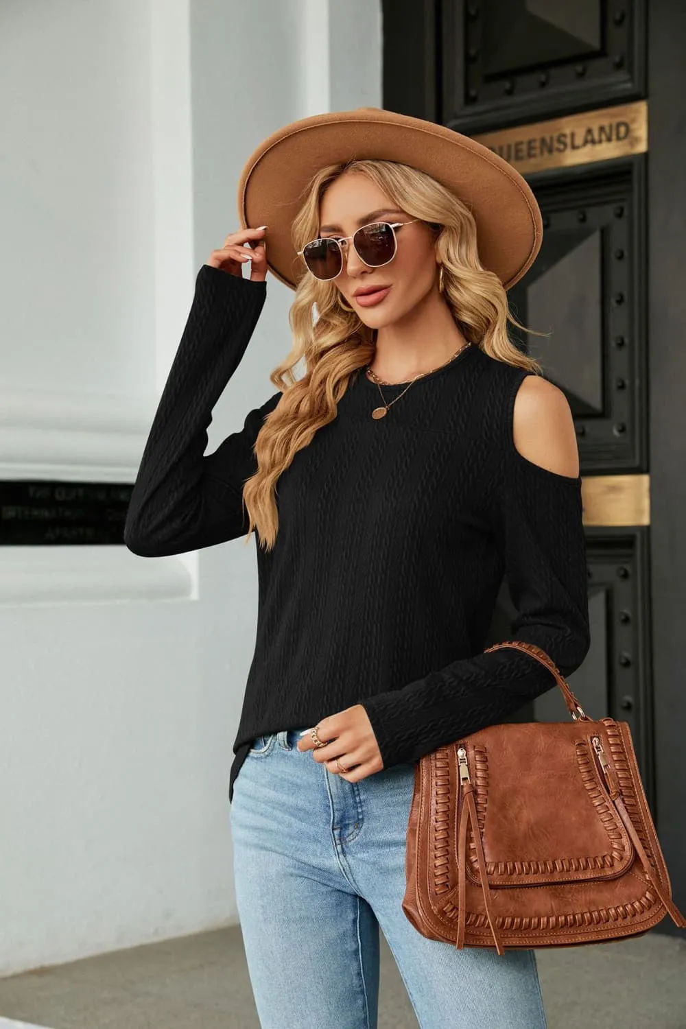 Dropped Shoulder Long Sleeve Blouse, image 3