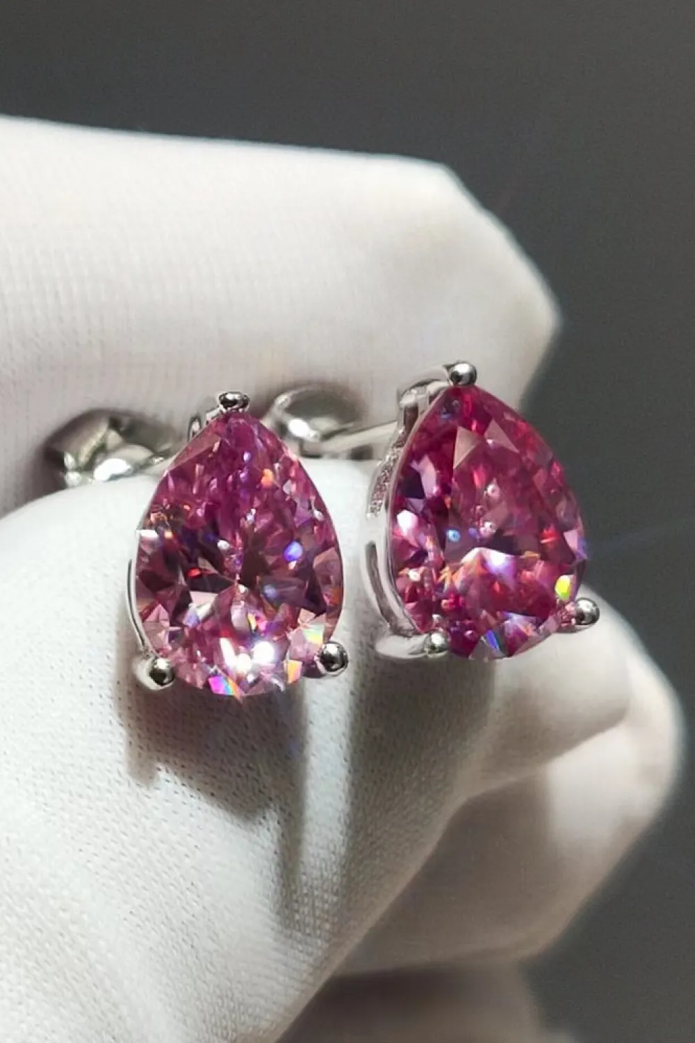 2 Carat Teardrop Moissanite Platinum-Plated Stud Earrings, image 4