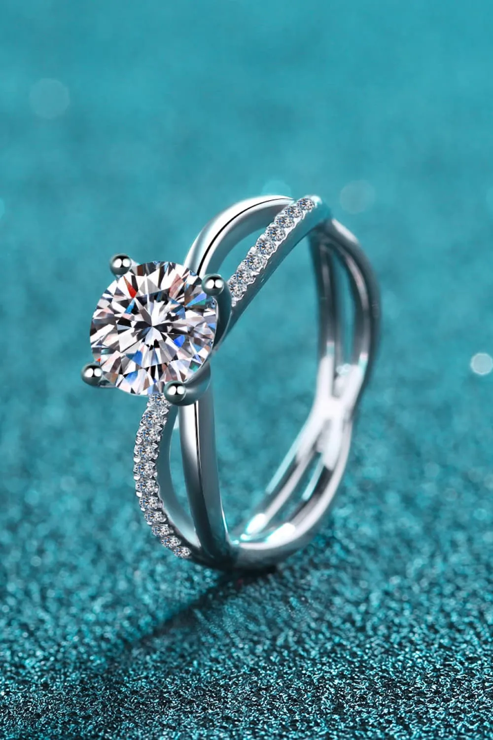 1 Carat Moissanite Crisscross Split Shank Ring, image 2