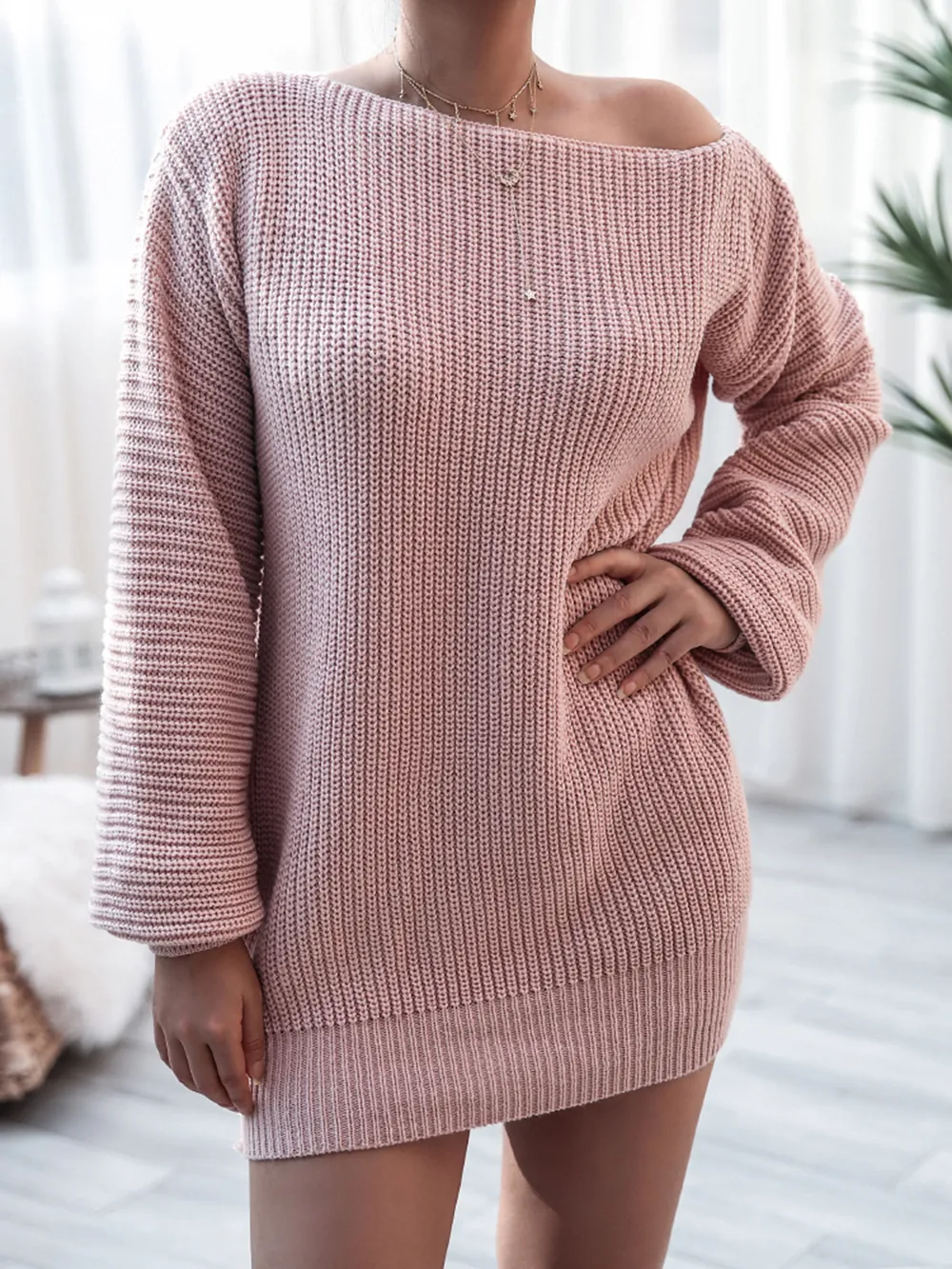Rib-Knit Mini Sweater Dress, image 5