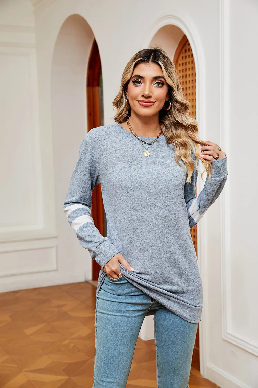 Round Neck Long Sleeve Top, image 16