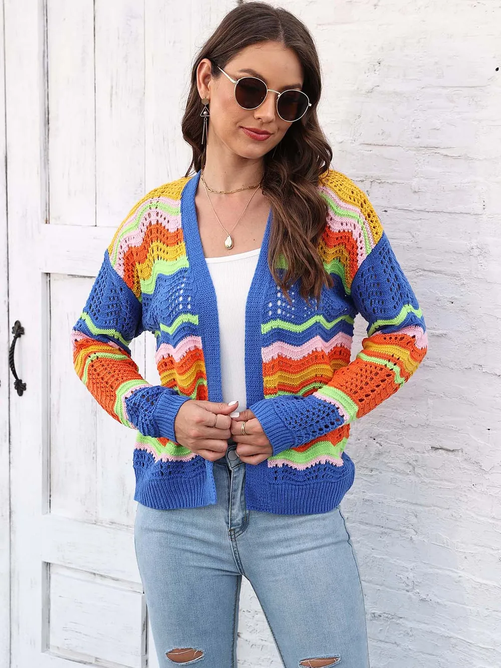 Open Front Openwork Cardigan, image 2