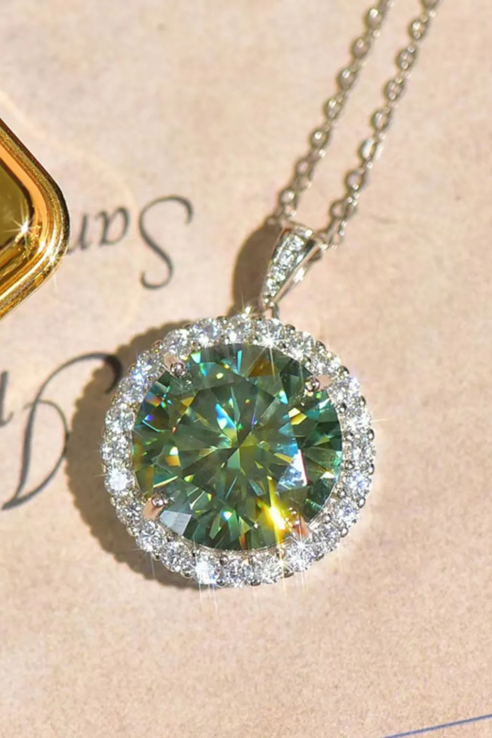 10 Carat Moissanite Pendant Platinum-Plated Necklace, image 3