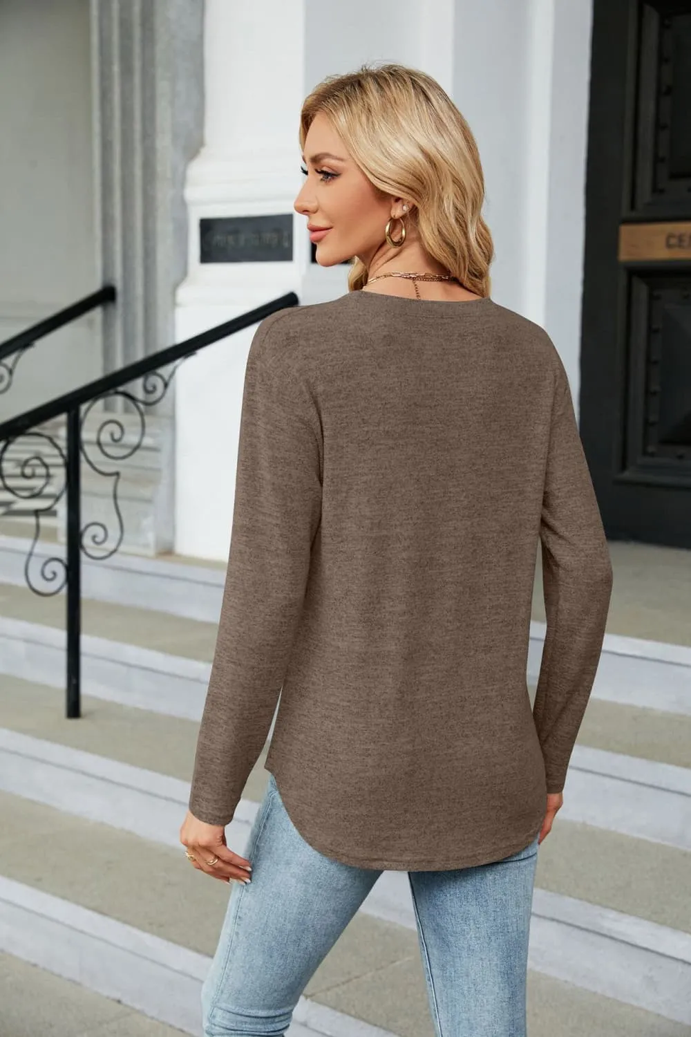 Round Neck Long Sleeve T-Shirt, image 3