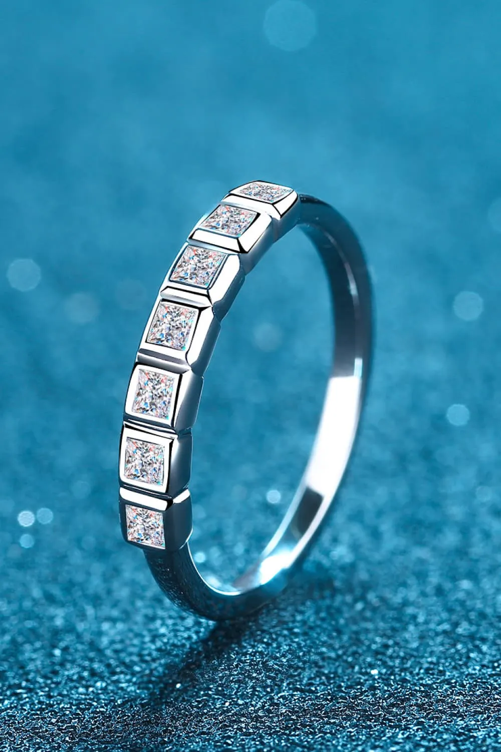Moissanite Rhodium-Plated Half-Eternity Ring, image 4