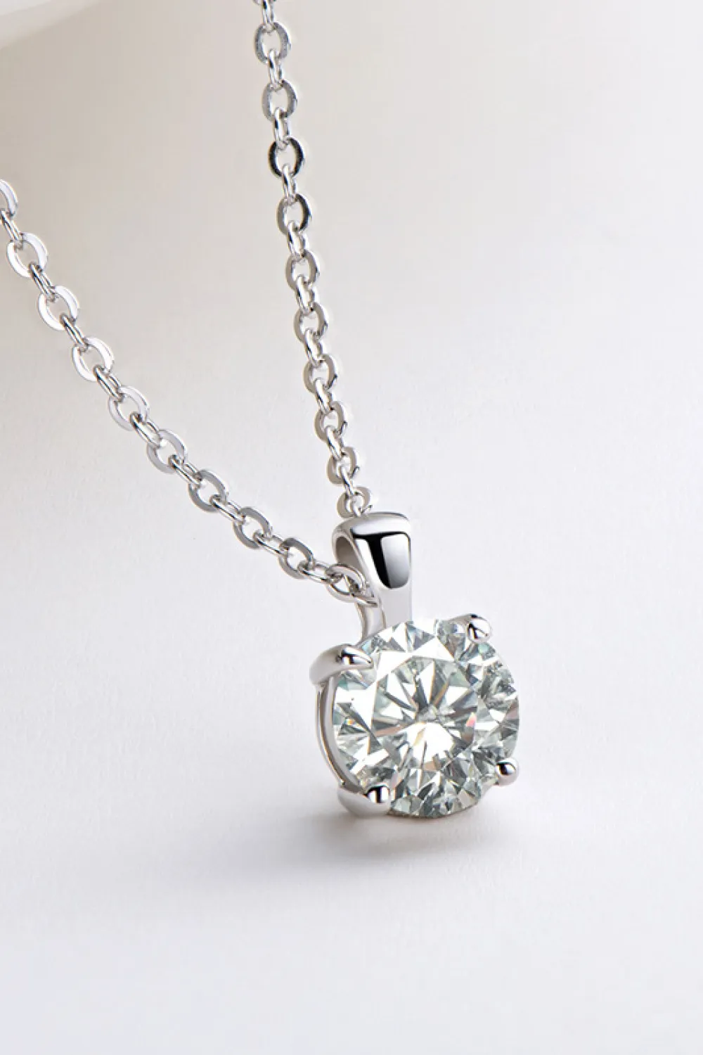 925 Sterling Silver 1 Carat Moissanite Chain-Link Necklace, image 5