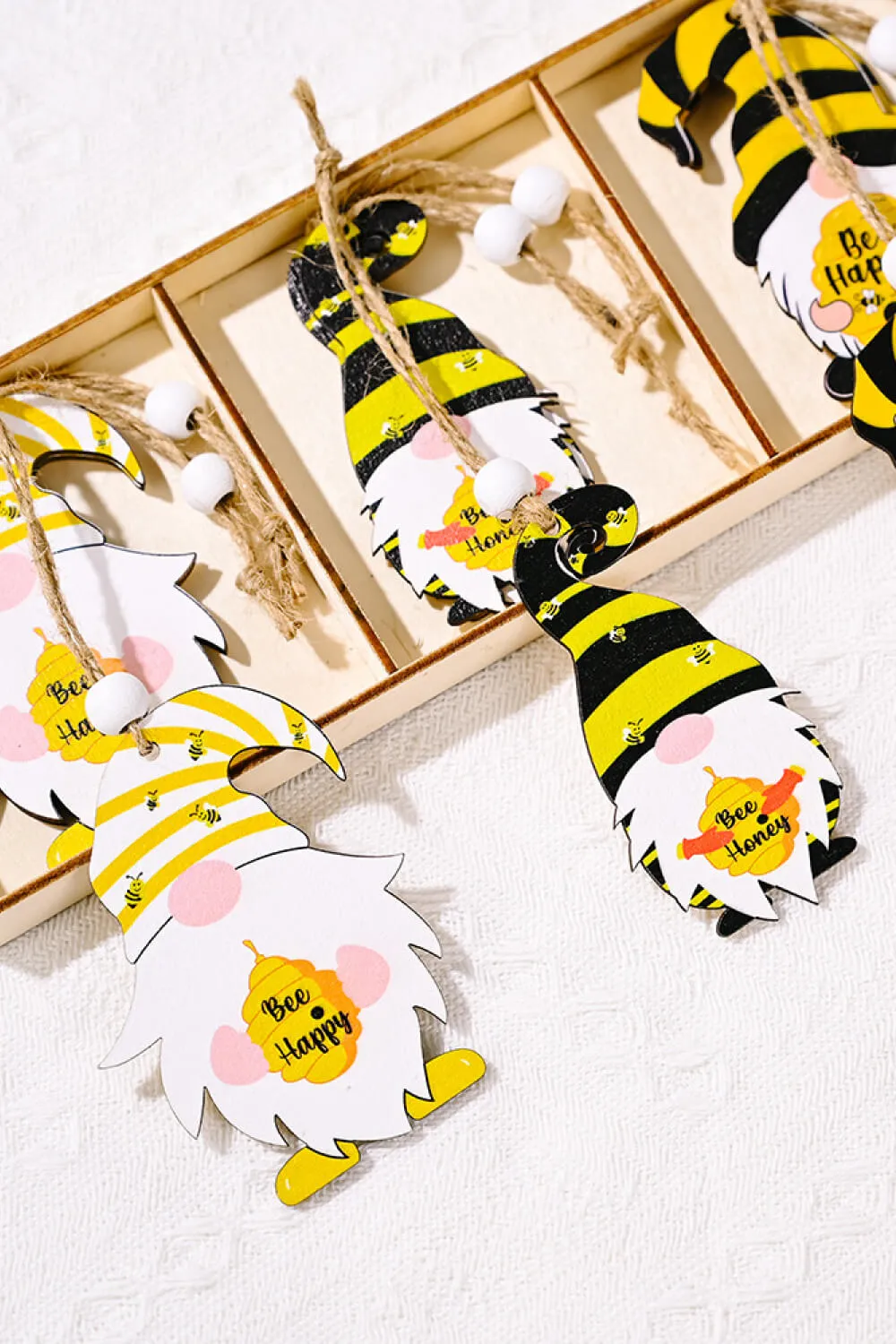 3-Pack Bee Wood Gnome Ornaments, image 7