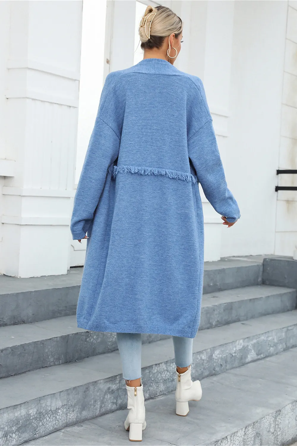 Open Front Pocketed Cardigan, image 3