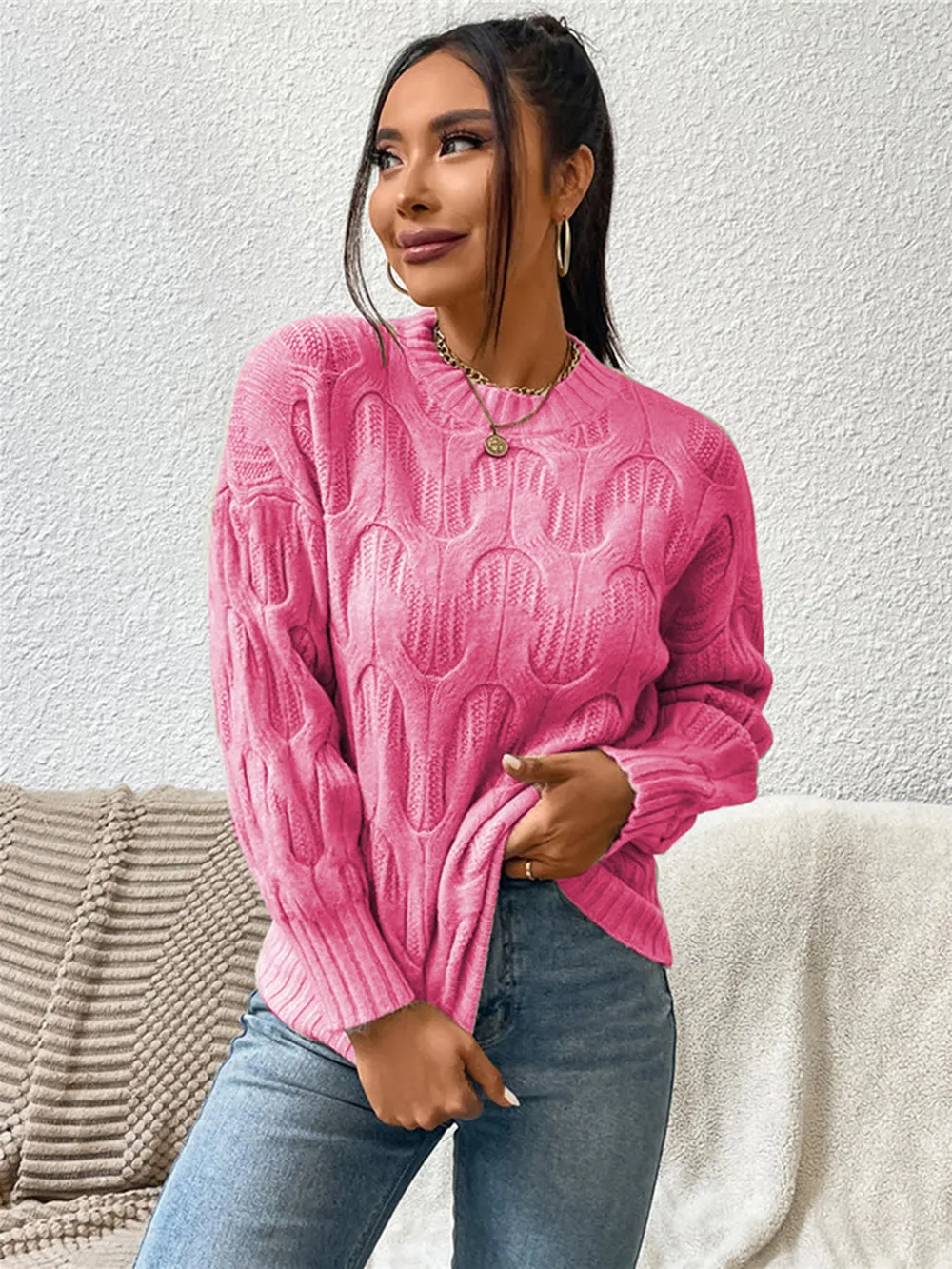 Round Neck Long Sleeve Sweater, image 7