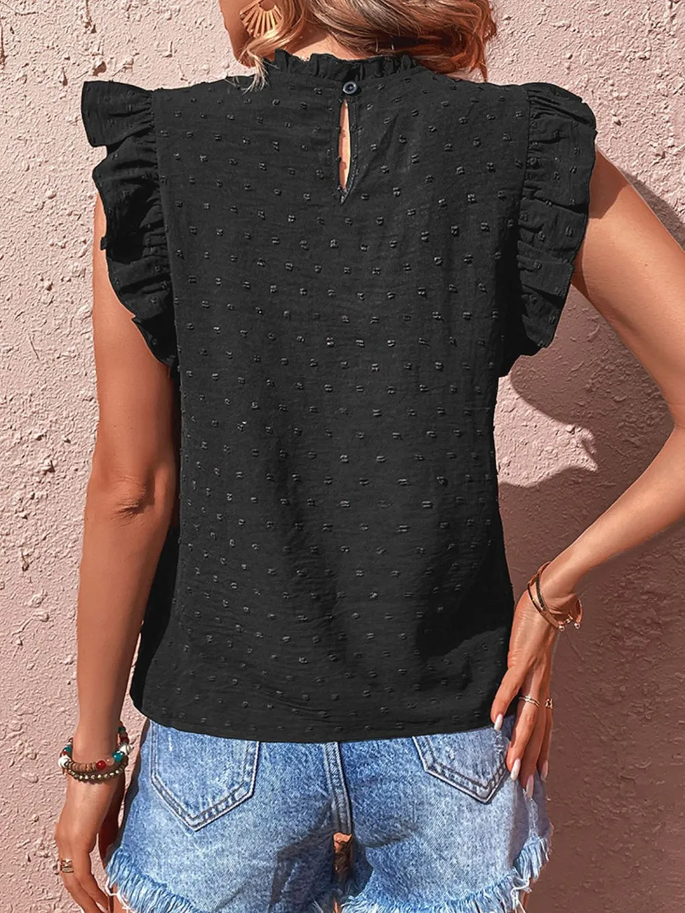 Swiss Dot Butterfly Sleeve Top, image 2