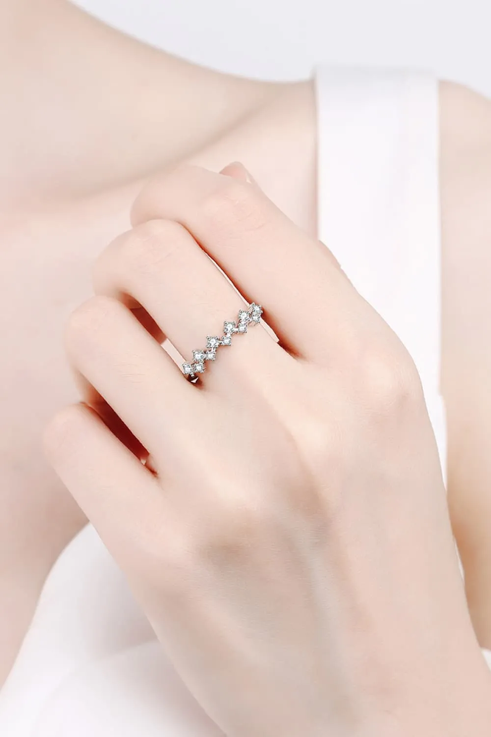 Moissanite Rhodium-Plated Half-Eternity Ring, image 2
