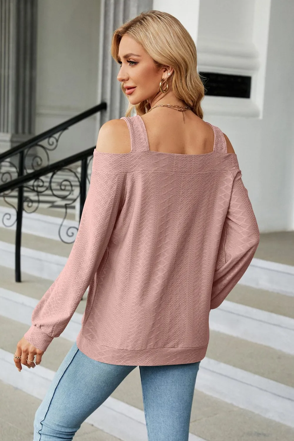 Cold Shoulder Square Neck Cutout Blouse, image 3