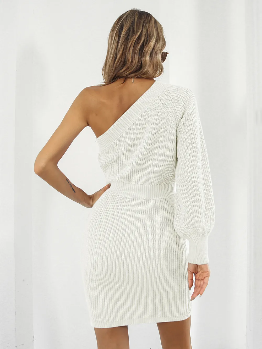 One-Shoulder Mini Sweater Dress, image 7