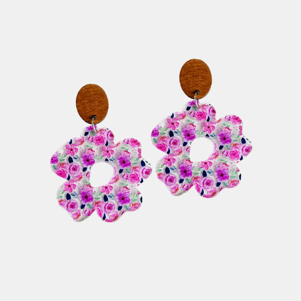 Flower Shape Acrylic Dangle Earrings, image 2