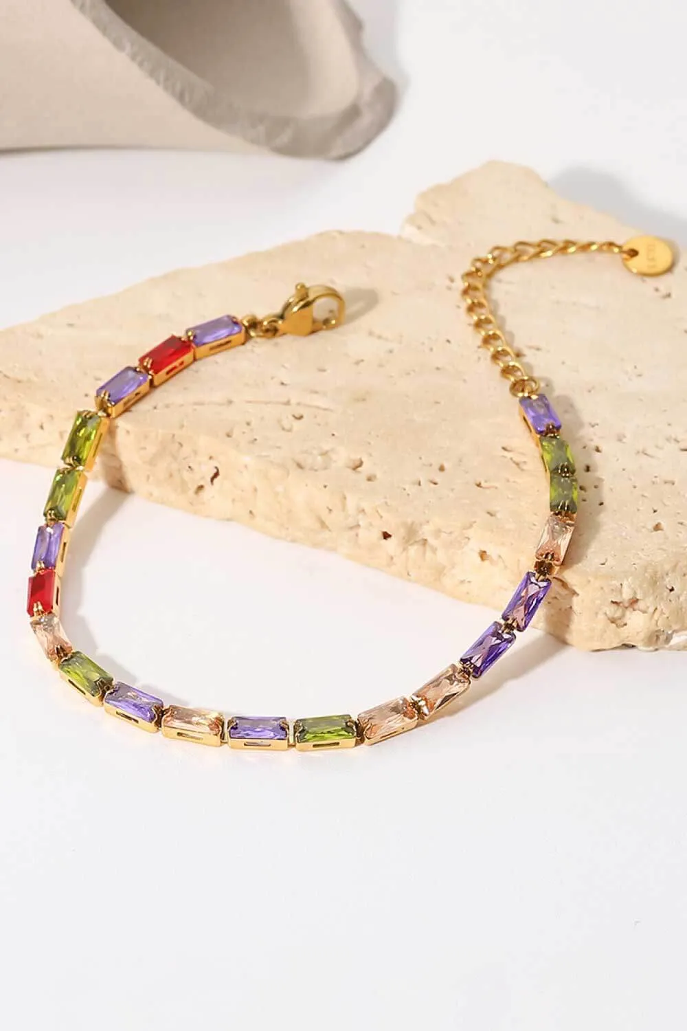 18K Gold Plated Multicolored Cubic Zirconia Bracelet, image 3