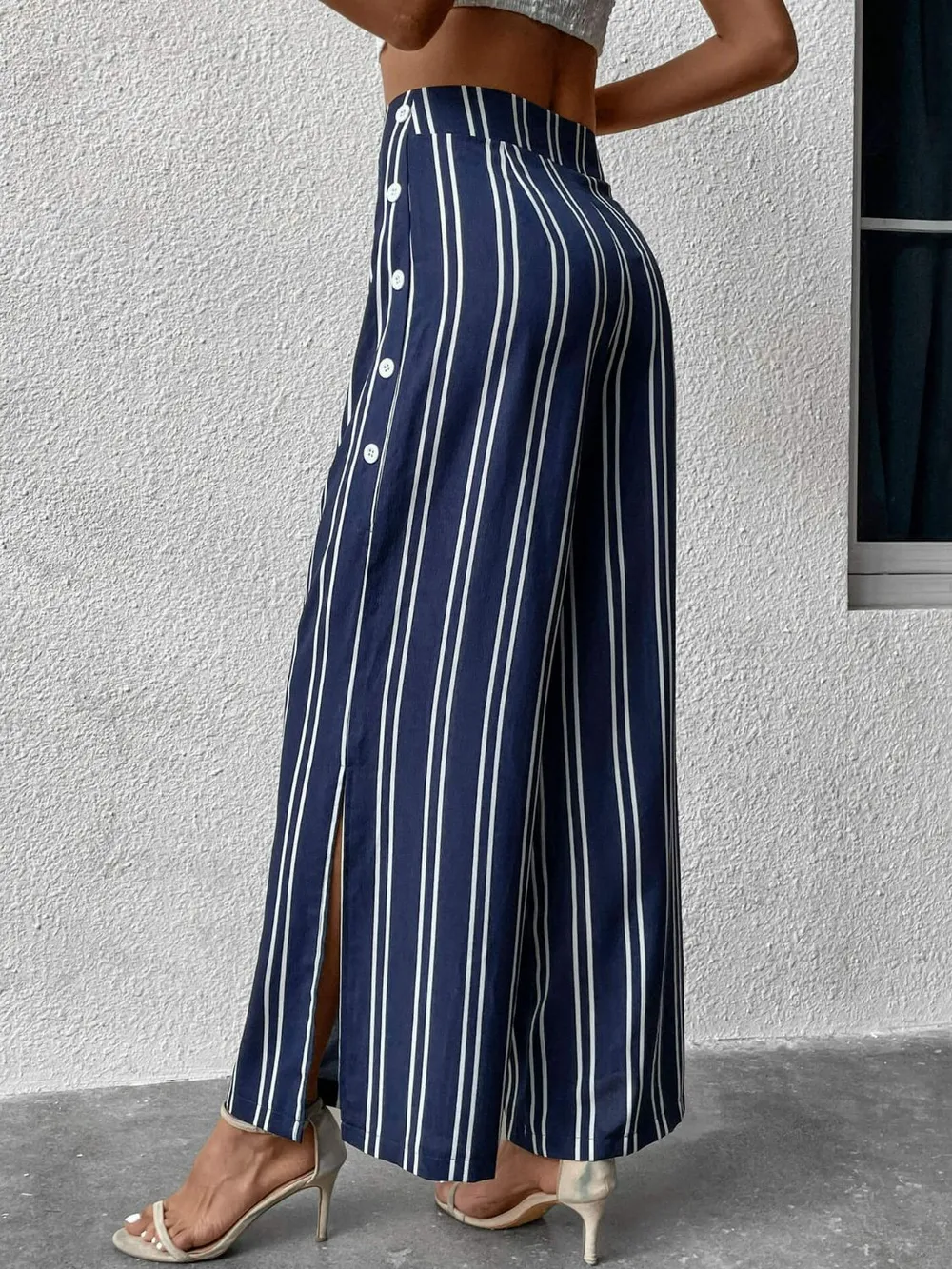 Striped Slit Wide Leg Pants, image 5
