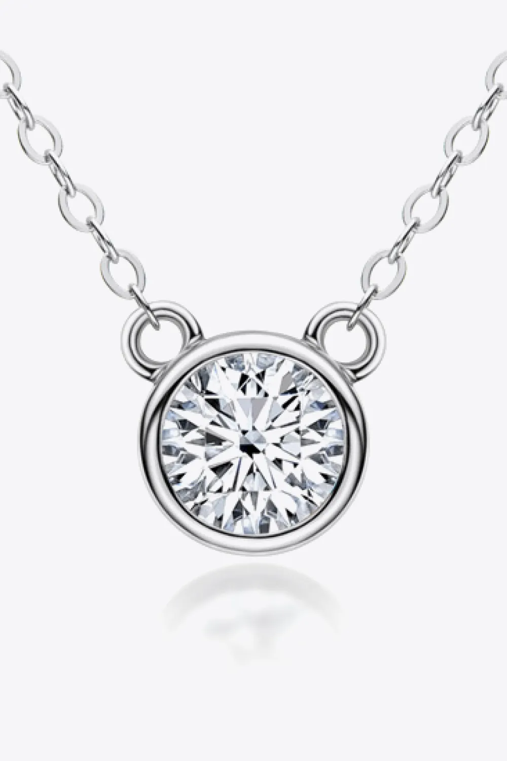 925 Sterling Silver 1 Carat Moissanite Round Pendant Necklace, image 4