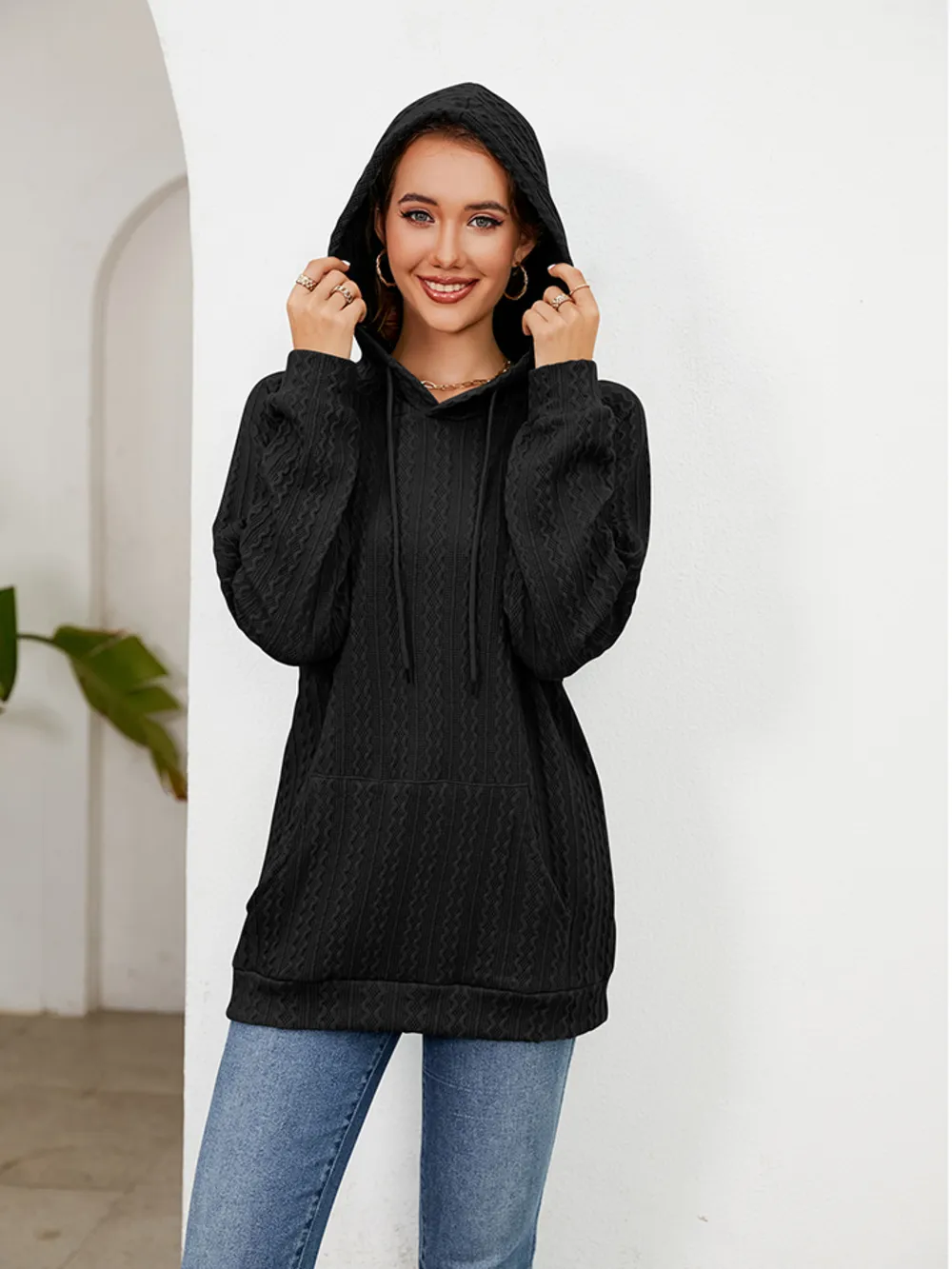 Raglan Sleeve Front Pocket Hoodie, image 15