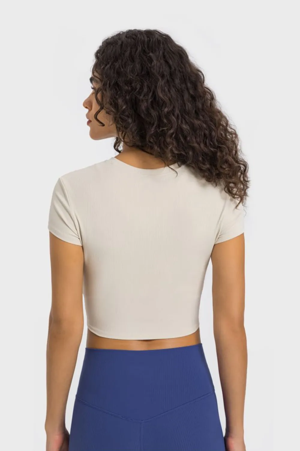 Round Neck Short Sleeve Cropped Sports T-Shirt, image 10