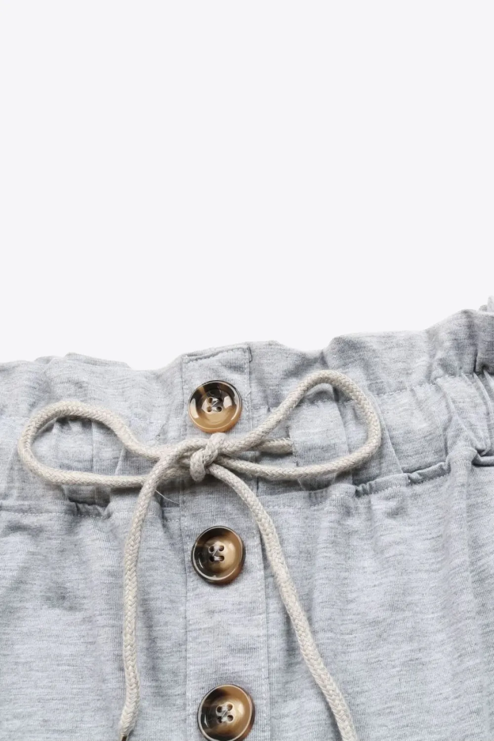 Buttoned Drawstring Waist Cuffed Shorts, image 3