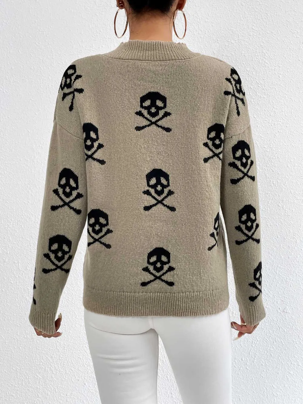 Patterned Drop Shoulder Sweater, image 12