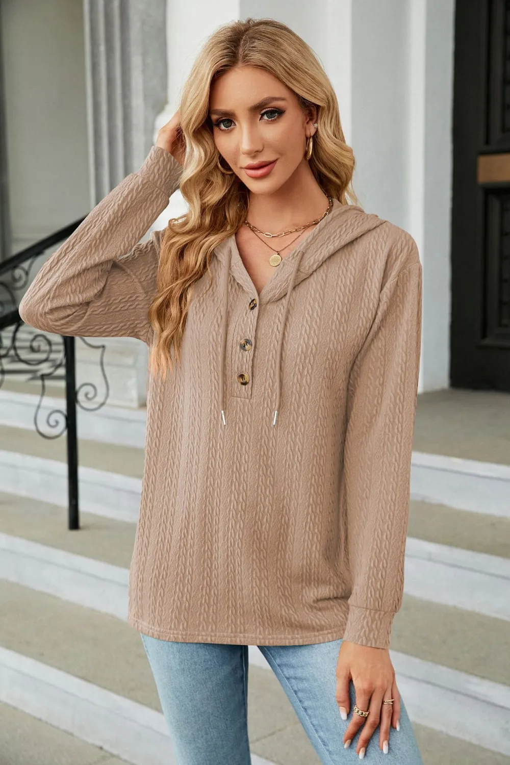 Cable-Knit Long Sleeve Hoodie, image 11