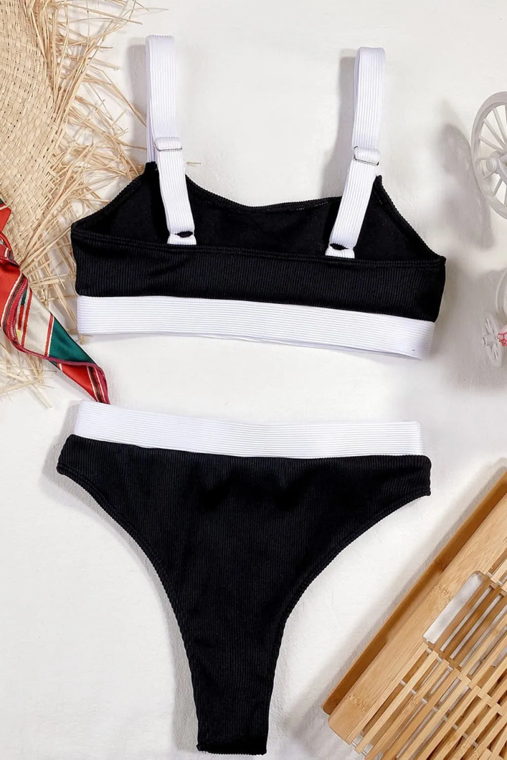 Color Block Scoop Neck Bikini Set, image 8