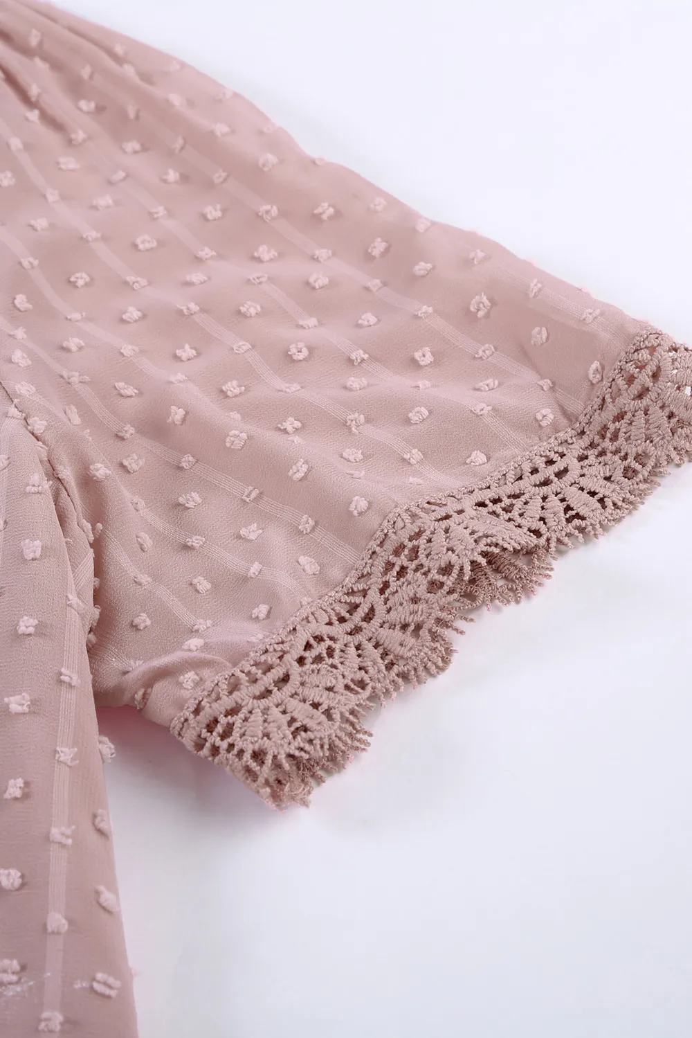 Swiss Dot Lace Trim Plunge Blouse, image 9