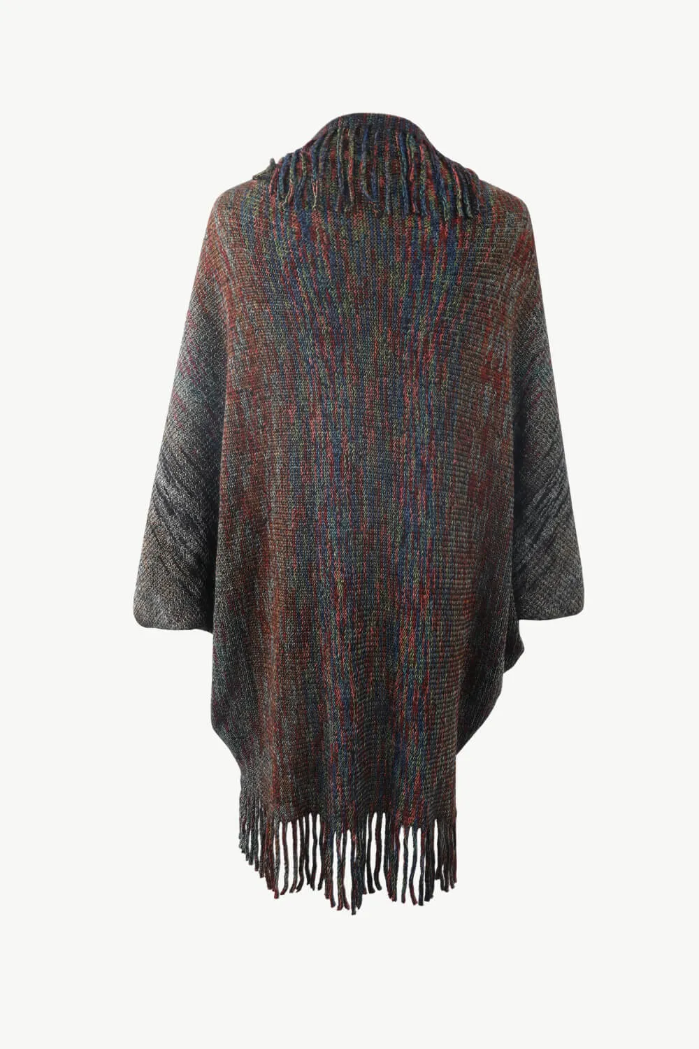 Multicolored Fringe Trim Poncho, image 14