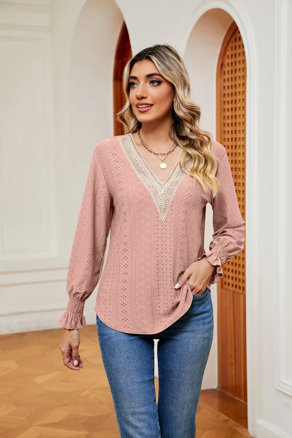 Contrast Flounce Sleeve Blouse, image 11