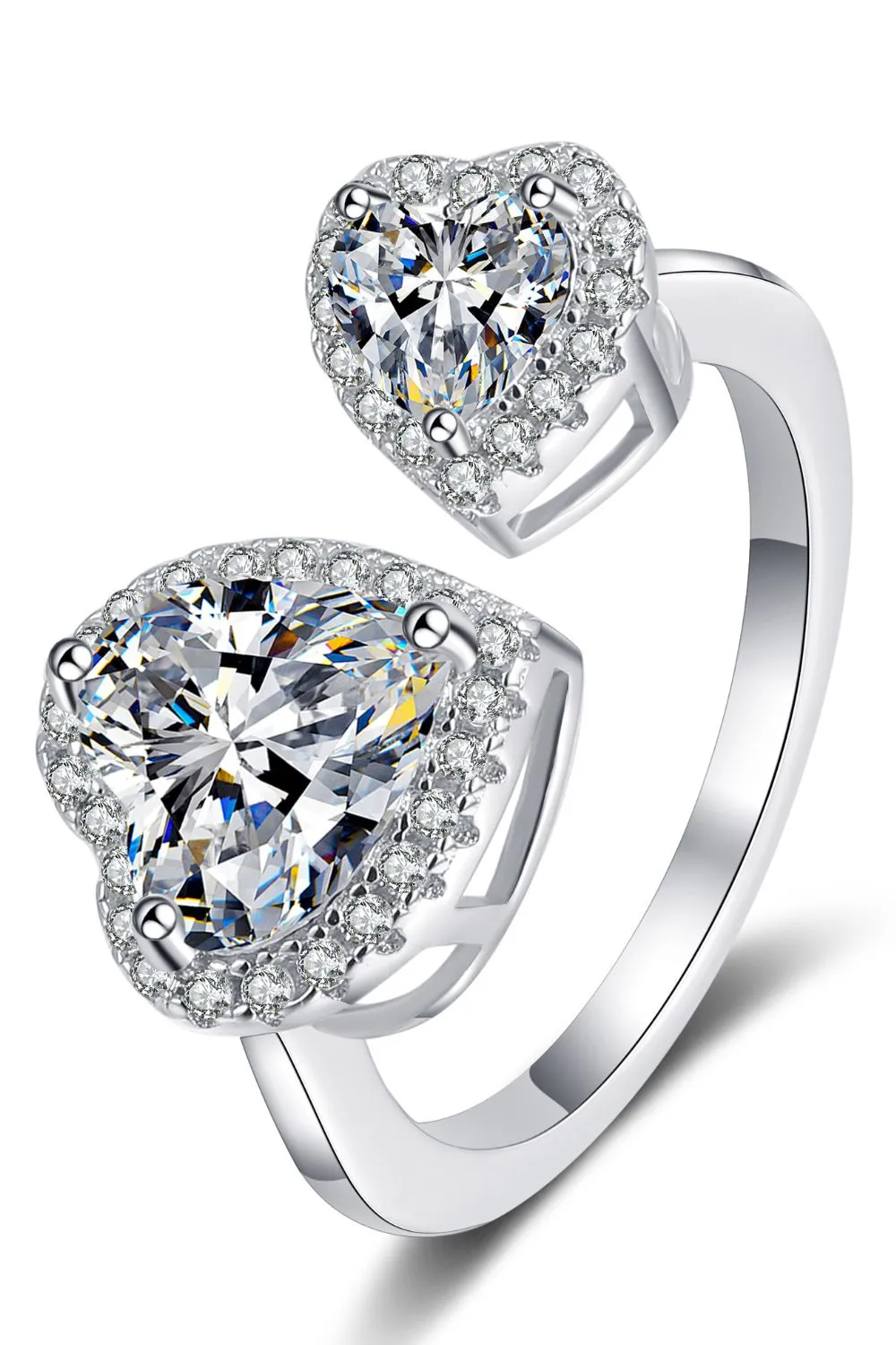 Heart-Shape Moissanite Open Ring, image 4