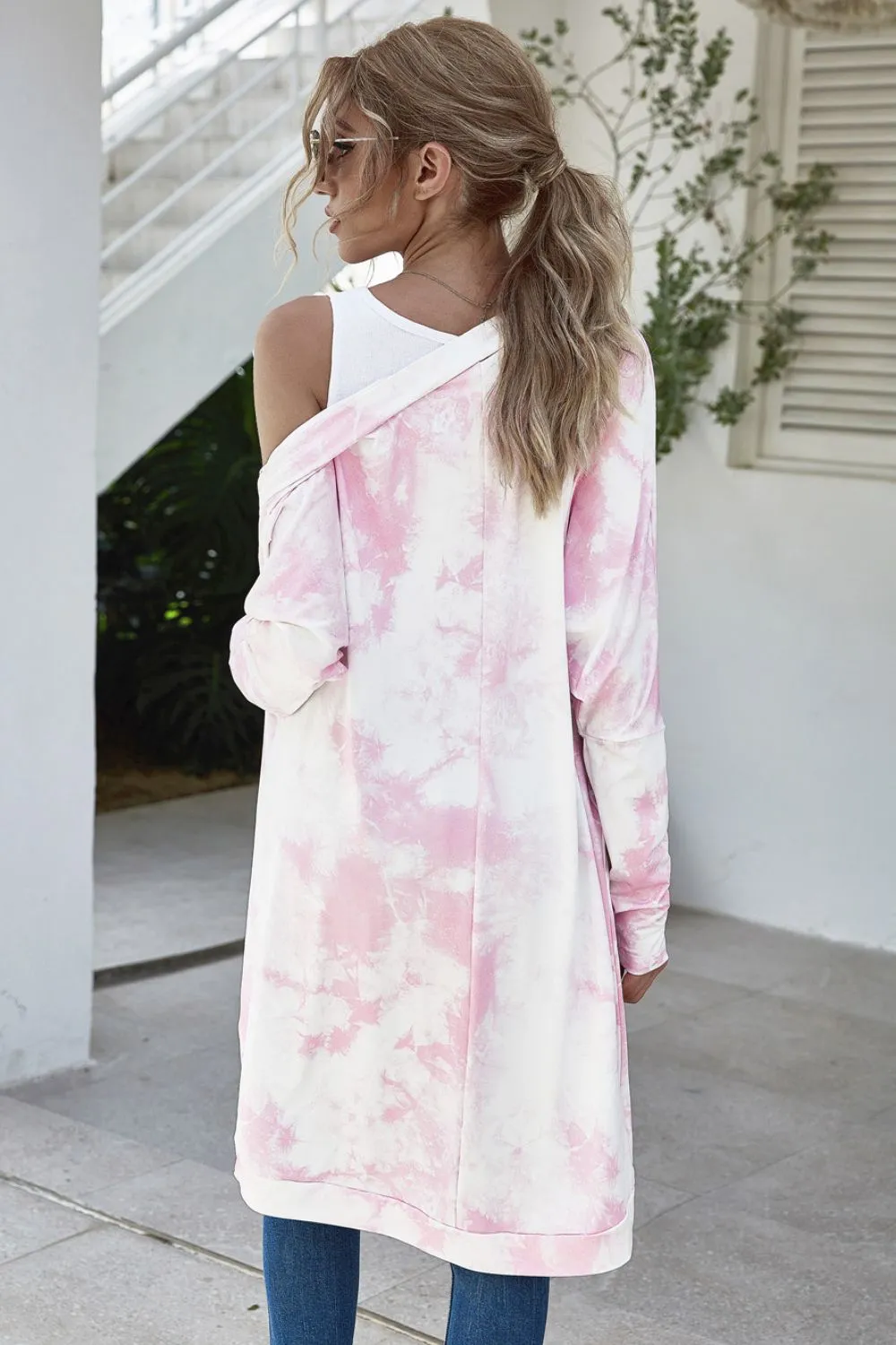 Tie-Dye Open Front Longline Cardigan, image 7