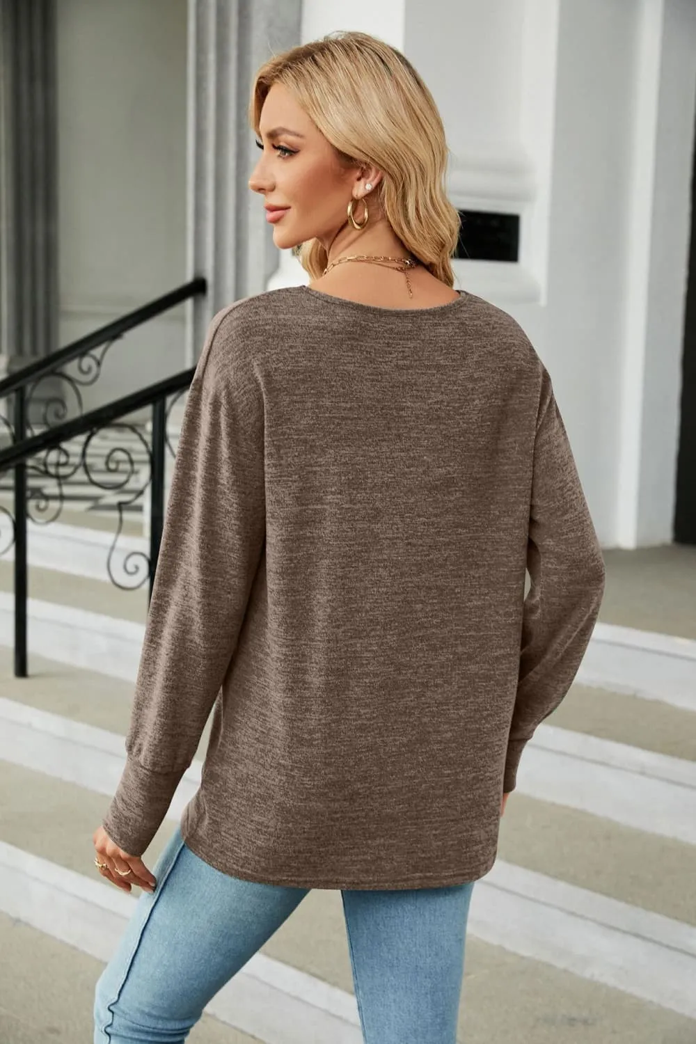 V-Neck Long Sleeve T-Shirt, image 13
