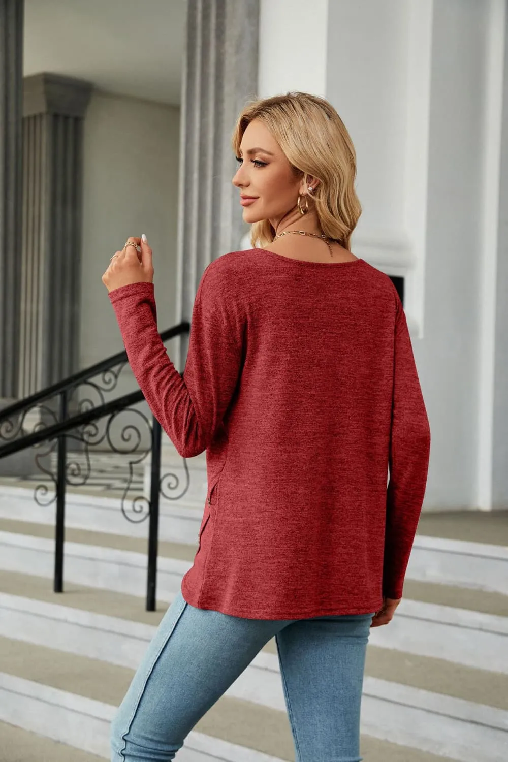 Round Neck Long Sleeve T-Shirt, image 16