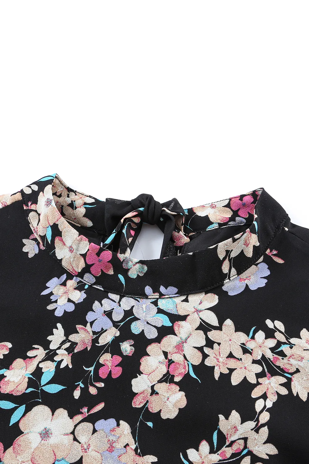 Floral Mock Neck Lace Short Sleeve Top, image 5