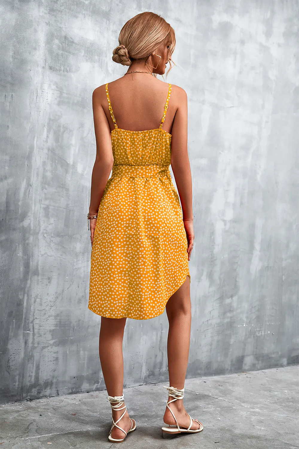 Printed V-Neck Tie Waist Mini Dress, image 11