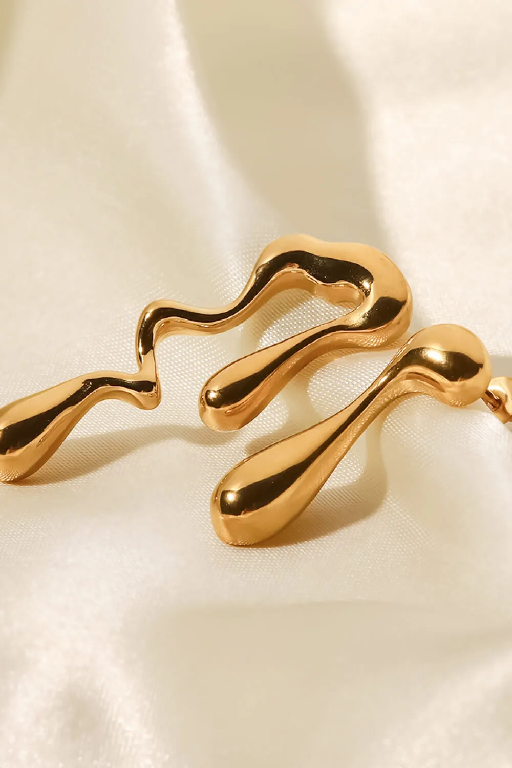 18K Gold Plated Geometric Mismatched Earrings, image 6