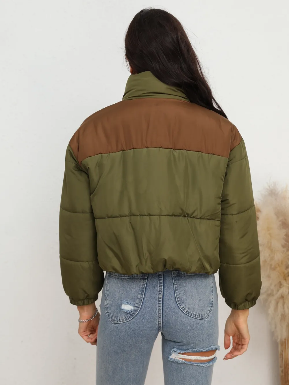 Two-Tone Zip-Up Puffer Jacket, image 2