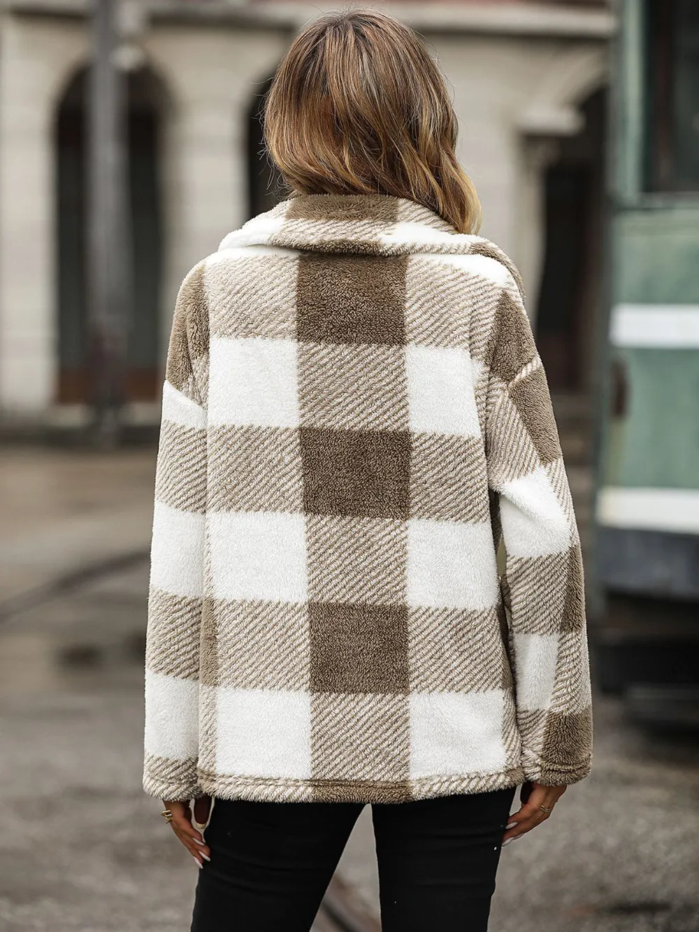 Plaid Collared Neck Button Down Jacket, image 7