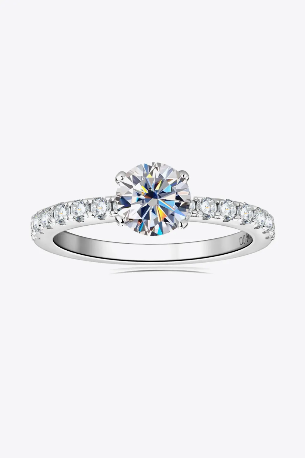 Moissanite Platinum-Plated Side Stone Ring, image 4