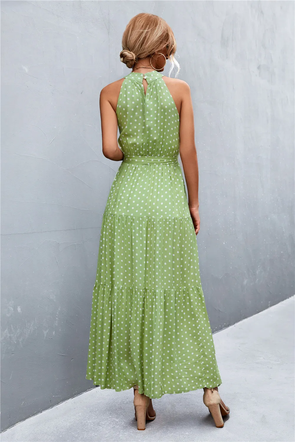 Printed Sleeveless Tie Waist Maxi Dress, image 8