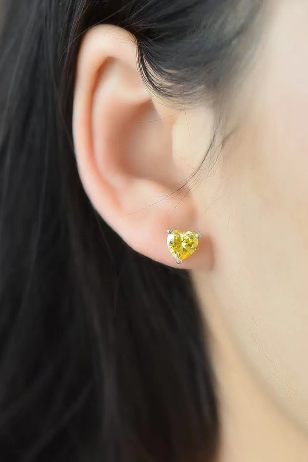2 Carat Yellow Heart Moissanite Platinum-Plated Earrings, image 6