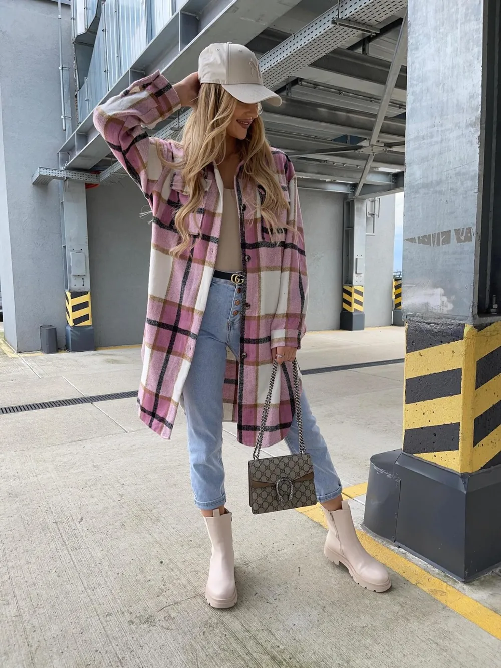 Plaid Collared Neck Longline Shirt, image 5