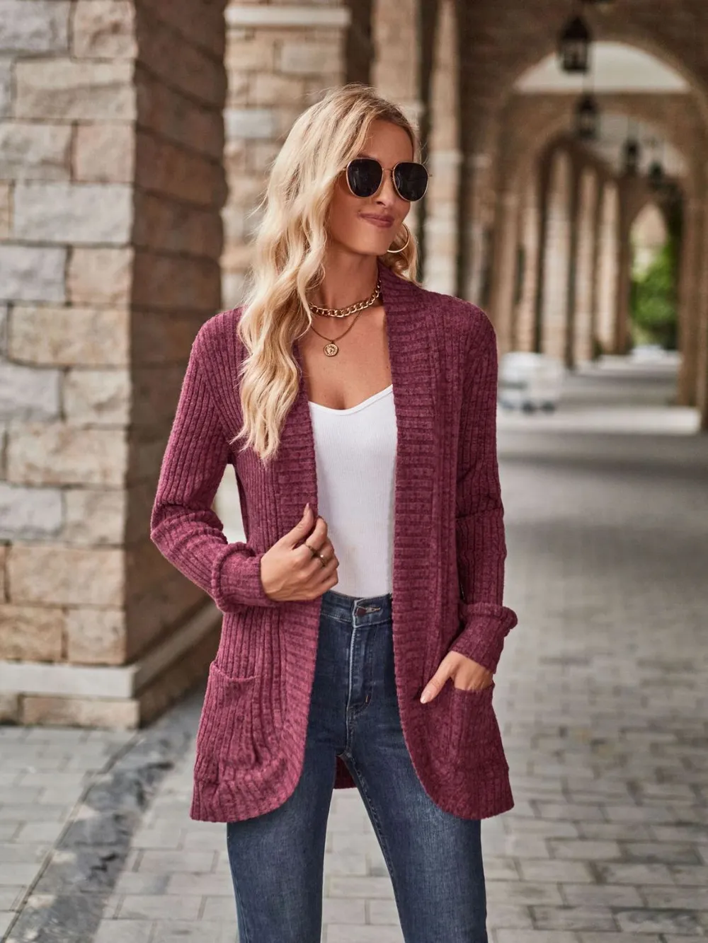 Open Front Cardigan with Pockets, image 9