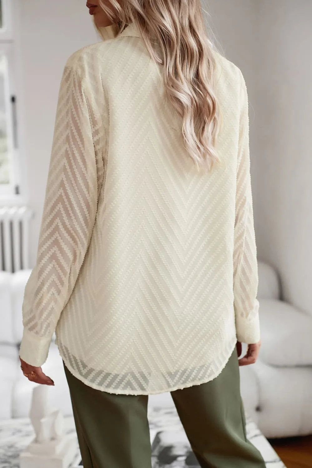 Collared Neck Long Sleeve Pocketed Shirt, image 2