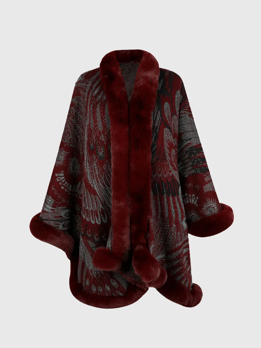 Printed Open Front Poncho, image 9