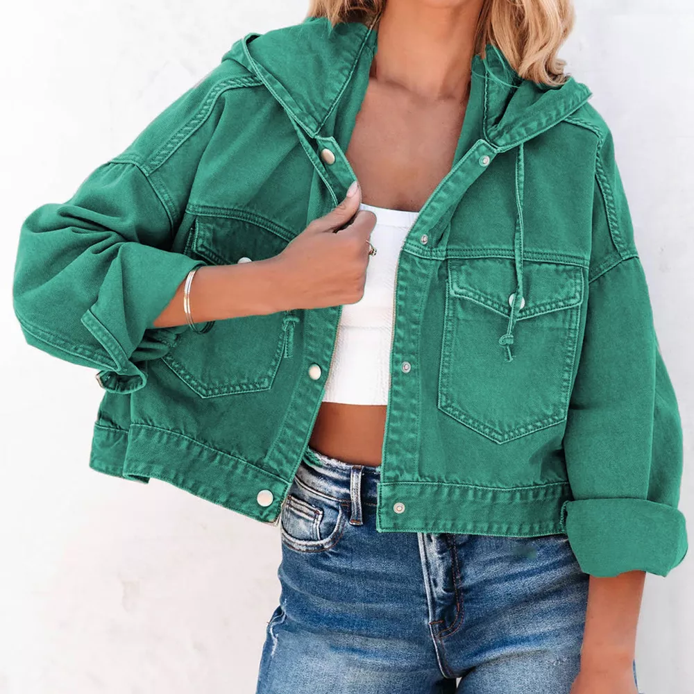 Hooded Dropped Shoulder Denim Jacket, image 4
