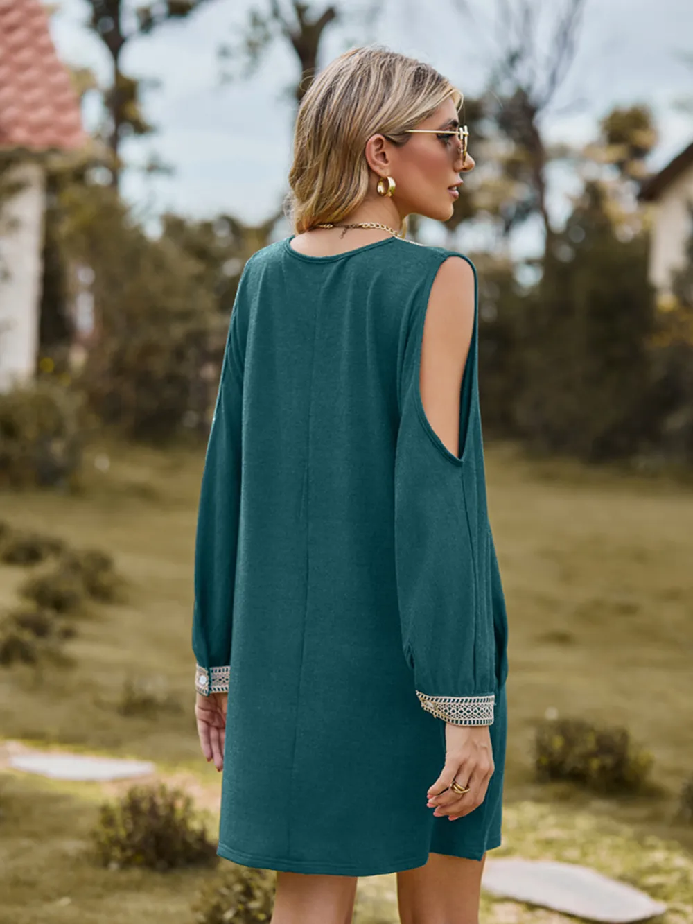 V-Neck Cutout Sleeve Mini Dress, image 15